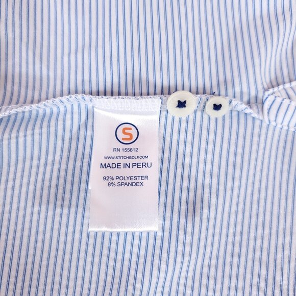 NWT Stitch Bowery Mens M/L Sebonac Blue SS Golf Polo Shirt Striped Performance - Picture 12 of 15